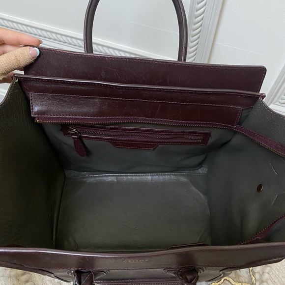 Celine Smooth Calfskin Bordeaux / Burgundy Mini Luggage Tote - Medium - Picture 6 of 10